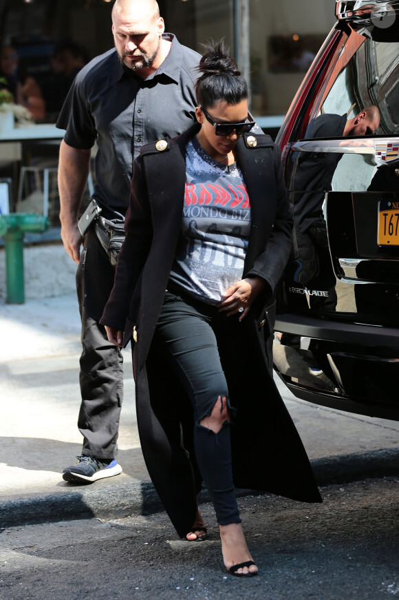 Kim Kardashian, enceinte à New York, le 7 septembre 2015.