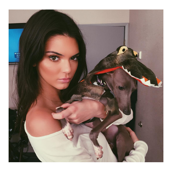 Kendall Jenner et Norman le chien de sa soeur Kylie / photo postée sur Instagram.