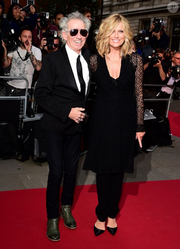 Keith Richards et Patti Hansen lors de la cérémonie des 2015 GQ Men of the Year Awards à la Royal Opera House de Londres, le 8 septembre 2015