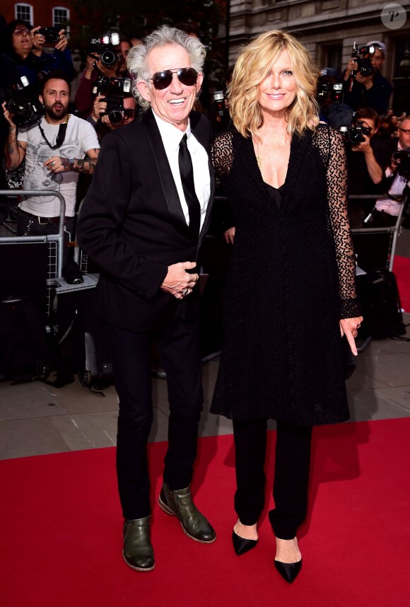 Keith Richards et Patti Hansen lors de la cérémonie des 2015 GQ Men of the Year Awards à la Royal Opera House de Londres, le 8 septembre 2015