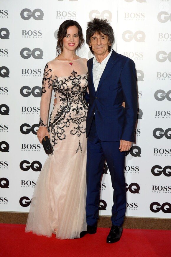 Ronnie Wood et Sally Humphreys lors de la cérémonie des 2015 GQ Men of the Year Awards à la Royal Opera House de Londres, le 8 septembre 2015
