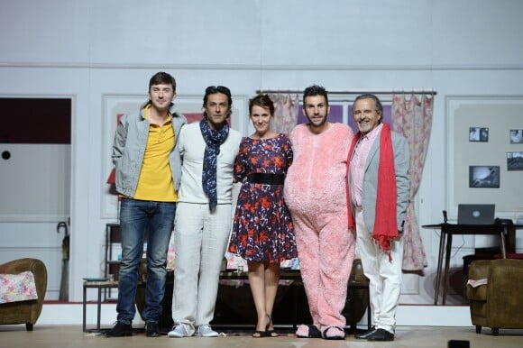 Jeoffrey Bourdenet, Olivier Sitruk, Noémie de Lattre, Laurent Ournac, Raymond Acquaviva - Exclusif - Filage de la pièce "Le Gai Mariage" au Casino de Paris le 4 septembre 2015 à Paris.