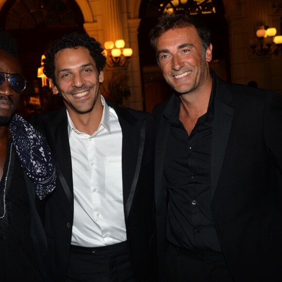 Marco Prince, Tomer Sisley, Arnaud Gidoin lors du gala de charité au profit de l'association "Enfance et Cancer" à l'hôtel InterContinental de Paris, le 9 septembre 2015