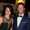 Romain Grosjean et sa femme Marion Jollès lors du gala de charité au profit de l'association "Enfance et Cancer" à l'hôtel InterContinental de Paris, le 9 septembre 2015
