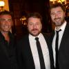 Arnaud Gidoin, Bruno Guillon, Eric Jean-Jean lors du gala de charité au profit de l'association "Enfance et Cancer" à l'hôtel InterContinental de Paris, le 9 septembre 2015