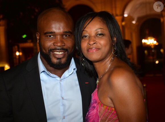 Jean-Marc Mormeck et sa femme Sandra lors du gala de charité au profit de l'association "Enfance et Cancer" à l'hôtel InterContinental de Paris, le 9 septembre 2015