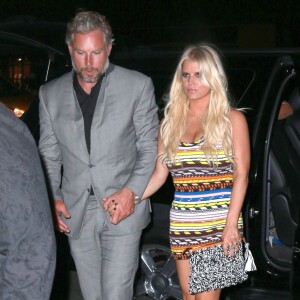 Jessica Simpson et son mari Eric Johnson - People à la sortie du Bowery Hotel à New York, le 8 septembre 2015.