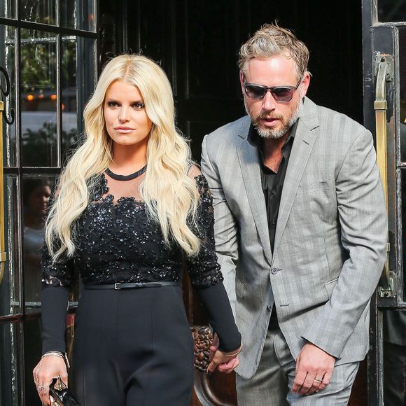 Jessica Simpson et son mari Eric Johnson à la sortie de leur hôtel «The Bowery» à New York, le 8 septembre 2015