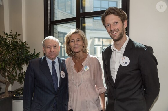 Jean Todt, Claire Chazal et Romain Grosjean, à la 11ème édition du "BGC Charity Day" à Paris le 11 septembre 2015.