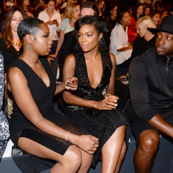 Jennifer Hudson, Gabrielle Union et Dwyane Wade au défilé printemp-été 2016 de Prabal Gurung à New York, le 13 septembre 2015.