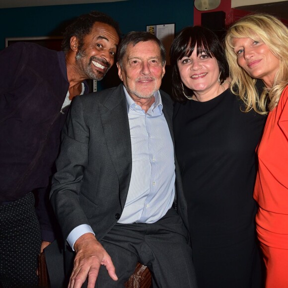 Exclusif - Yannick Noah, Jean-Claude Camus avec sa fille Isabelle Camus-Noah et Lisa Angell - Première de la pièce "Irma la douce" au Théâtre de la Porte-Saint-Martin à Paris le 15 septembre 2015.