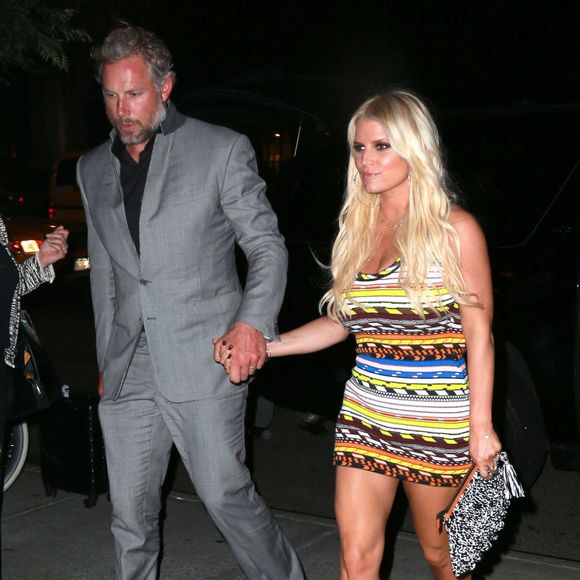 Jessica Simpson et son mari Eric Johnson - People à la sortie du Bowery Hotel à New York, le 8 septembre 2015.