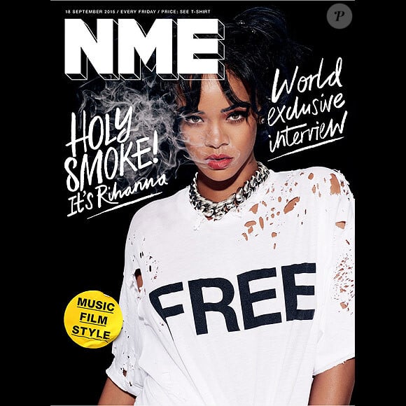 Rihanna est la première personnalité à figurer en couverture du nouveau magazine NME gratuit, à édition du 18 septembre 2015