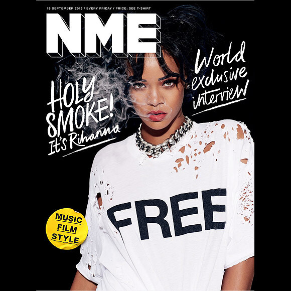 Rihanna est la première personnalité à figurer en couverture du nouveau magazine NME gratuit, à édition du 18 septembre 2015