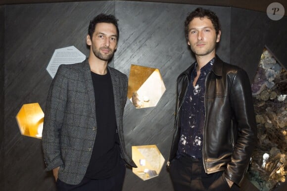 Simon Buret et Olivier Coursier du groupe Aaron - Soirée d'inauguration du Musée Ephémère Chaumet, place Vendôme à Paris le 12 septembre 2015.