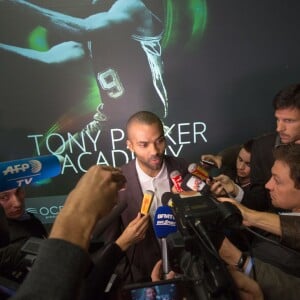 Tony Parker lors de l'annonce de la création de l'Académie Tony Parker, à Villeurbanne le 22 septembre 2015