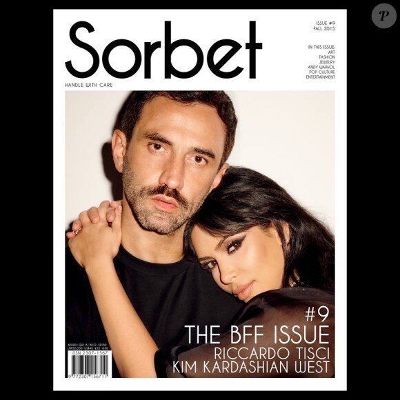 Riccardo Tisci et Kim Kardashian en couverture du nouveau numéro du magazine Sorbet. Photo par Ezra Petronio.