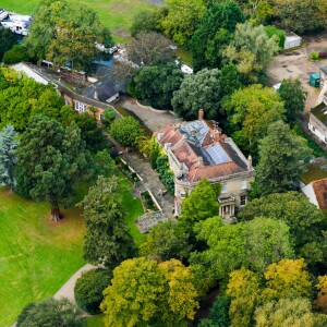 Exclusif - Vue aérienne de la maison de George Clooney et sa femme Amal Alamuddin à Sonning dans le comté de Berkshire, le 10 octobre 2014.