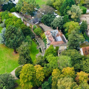 Exclusif - Vue aérienne de la maison de George Clooney et sa femme Amal Alamuddin à Sonning dans le comté de Berkshire, le 10 octobre 2014.