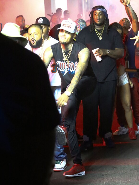 Chris Brown sur le tournage de son nouveau clip à Miami, le 2 septembre 2015.