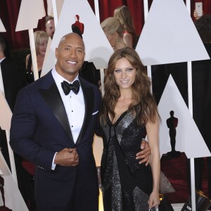 Dwayne "The Rock" Johnson et sa compagne Lauren Hashian - People à la 87ème cérémonie des Oscars à Hollywood, le 22 février 2015.