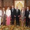 La famille royale du Maroc recevant à Rabat en juillet 2014 Felipe VI et Letizia d'Espagne.