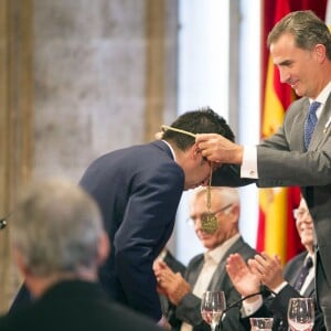 Le roi Felipe VI d'Espagne remettait le 2 octobre 2015 les prix Roi Jaime Ier lors d'une cérémonie à Valence