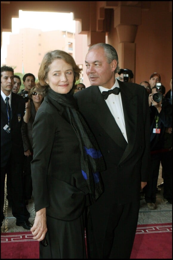 Charlotte Rampling et son compagnon Jean-Noël Tassez à Marrakech le 7 décembre 2004.