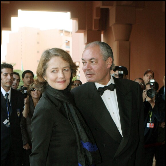 Charlotte Rampling et son compagnon Jean-Noël Tassez à Marrakech le 7 décembre 2004.