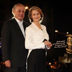 Charlotte Rampling et son compagnon Jean-Noël Tassez à Marrakech, le 4 décembre 2010.