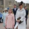 La comtesse Sophie de Wessex et sa fille Lady Louise Windsor avec la famille royale le 5 avril 2015 à Windsor pour la messe de Pâques.