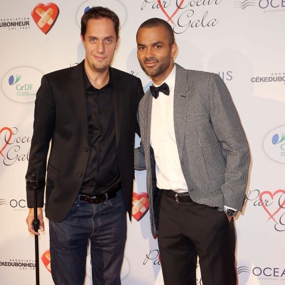 Grand Corps Malade et Tony Parker au gala "Par Coeur" pour les 10 ans de l'association "Cekedubonheur" au pavillon d'Armenonville à Paris. Le 24 septembre 2015.