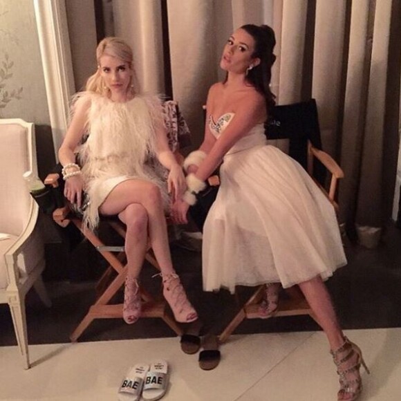 Lea Michele et Emma Roberts sur le tournage de Scream Queens. Octobre 2015