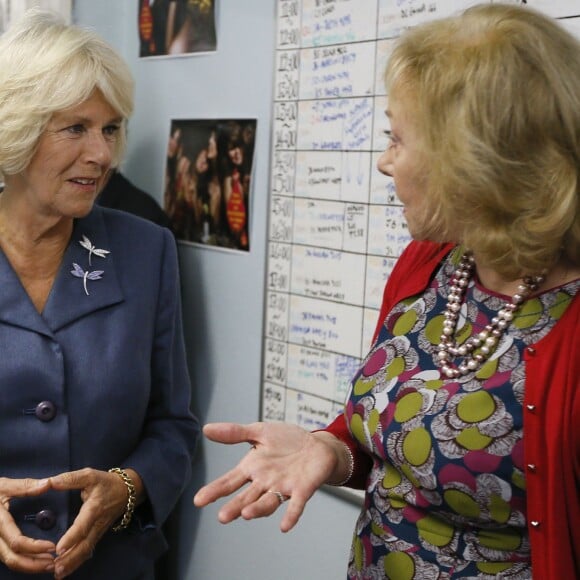 Camilla Parker Bowles, duchesse de Cornouailles, en croisade contre le viol et engagée auprès des victimes, a rencontré des membres du RASASC (Rape and Sexual Abuse Support Centre) à Londres le 14 octobre 2015