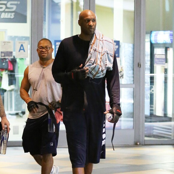 Exclusif - Lamar Odom à la sortie de son cours de gym à Los Angeles, le 5 octobre 2014