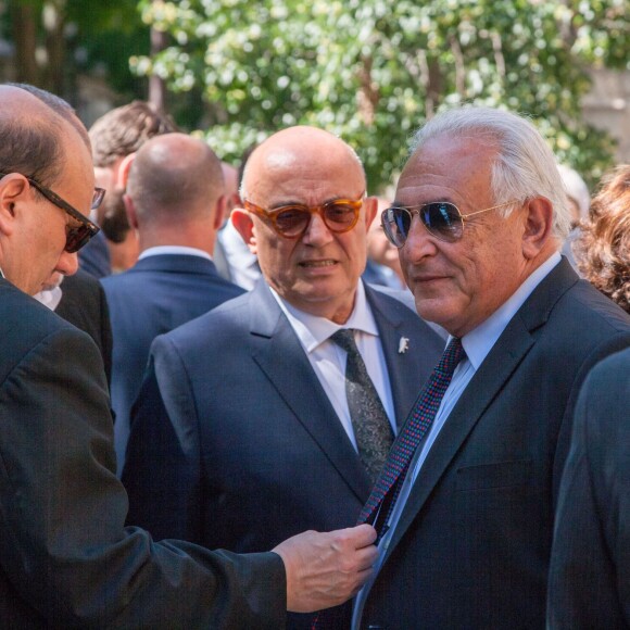 Jean-Marie Le Guen, Dominique Strauss-Kahn et Julien Dray lors des obsèques d'Emmanuel Limido à l'église Saint-Honoré d'Eylau à Paris, le 8 juin 2015