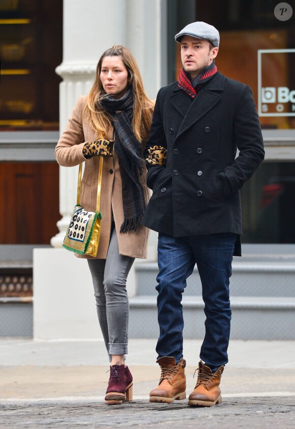 Justin Timberlake et Jessica Biel se balade, main dans la main, dans les rues de New York, le 1 Mars 2013