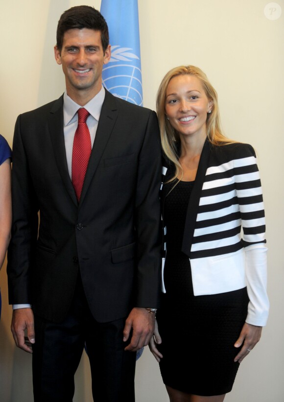 Novak Djokovic et Jelena Ristic aux Nations Unies à New York, le 23 août 2013