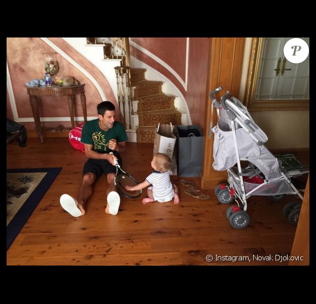 Novak Djokovic et son fils Stefan - photo publiée le 16 septembre 2015