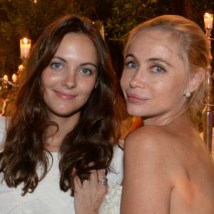 Exclusif - Emmanuelle Béart avec sa maman Geneviève Galéa et sa fille Nelly Auteuil - 20e édition de la soirée Blanche aux Moulins de Ramatuelle à Saint-Tropez le 12 juillet 2015.