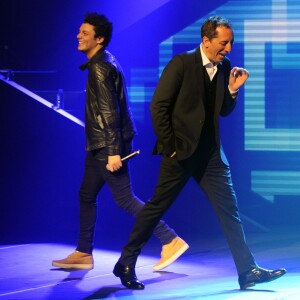 Exclusif - Les humorsites Gad Elmaleh et Kev Adams - People au Spectacle de Gad Elmaleh "20 ans de Scène" au Palais des Sports à Paris le 9 décembre 2014.