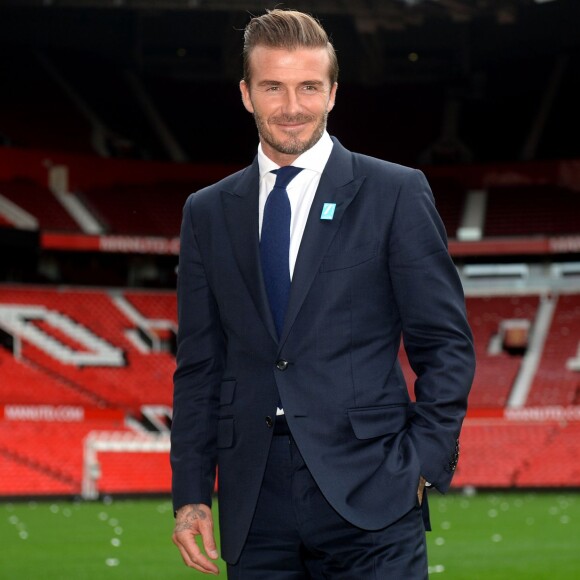David Beckham sur la pelouse d'Old Trafford avant le match de l'UNICEF à Manchester, le 6 octobre 2015