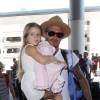 David Beckham et sa fille Harper à l'aéroport LAX de Los Angeles, le 31 août 2015
