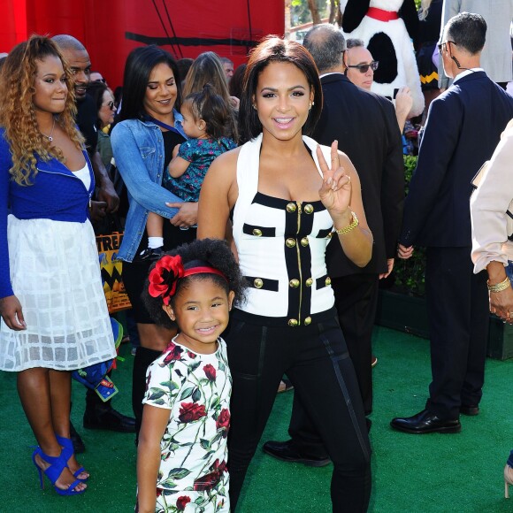 Christina Milian et sa fille Violet à la première du film The Peanuts Movie à Los Angeles, le 1er novembre 2015