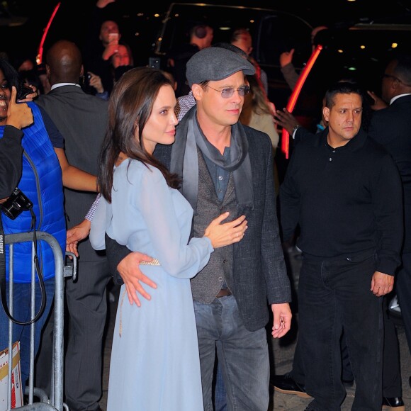 Angelina Jolie et son mari Brad Pitt à la première du film 'By The Sea' réalisé par Angelina à New York, le 3 novembre 2015.