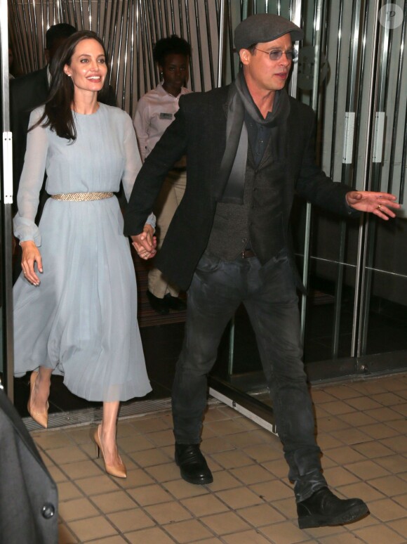 Angelina Jolie et son mari Brad Pitt arrivent à la première du film 'By The Sea' réalisé par Angelina à New York, le 3 novembre 2015.