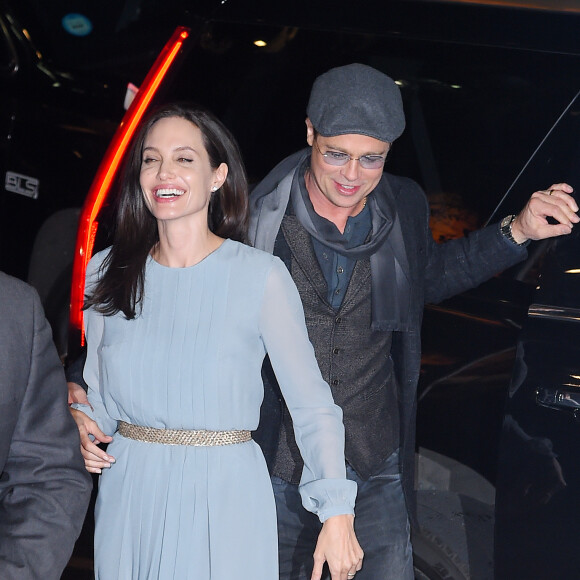 Brad Pitt et Angelina Jolie amoureux lors d'une présentation de By The Sea à New York City, le 3 novembre 2015.