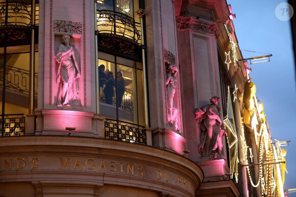 Inauguration des vitrines de Noël du Printemps Haussmann. Paris, le 6 novembre 2015.