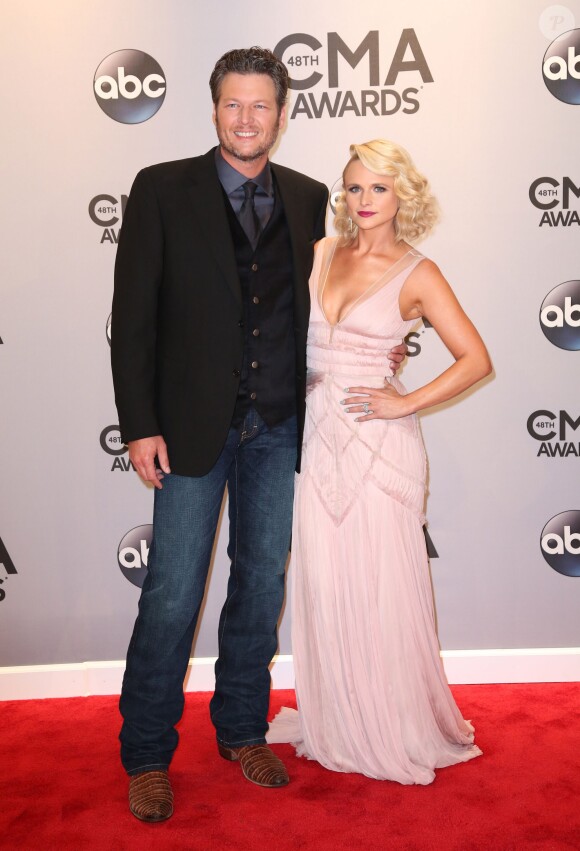 Blake Shelton et Miranda Lambert aux 48e CMA Awards à Nashville. Novembre 2014.