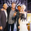 Adam Levine, Blake Shelton, Pharrell Williams et Gwen Stefani sur le plateau de The Voice.